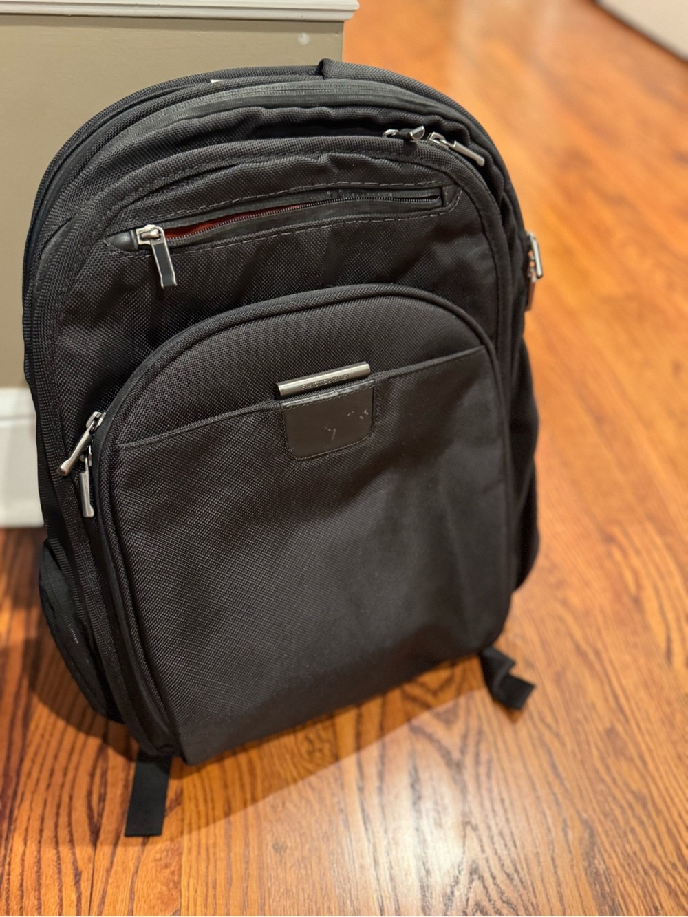 Briggs & Riley Black Business Backpack with Silver Hardware